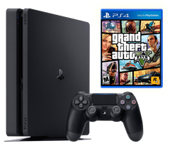 Sony Playstation 4 Slim 500Gb + GTA 5: Grand Theft Auto V, Черный, 500 ГБ