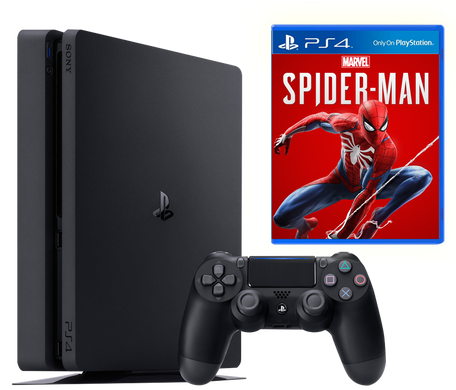 Sony Playstation 4 Slim 1Tb + Marvel's Spider-Man, Черный, 1 ТБ