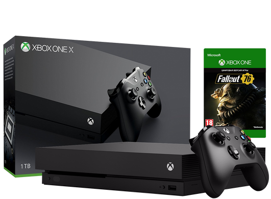 Microsoft Xbox One X 1Tb + Fallout 76, Черный, 1 ТБ