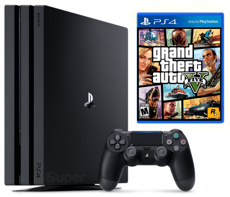 Sony Playstation 4 PRO 1Tb + GTA 5: Grand Theft Auto V, Черный, 1 ТБ