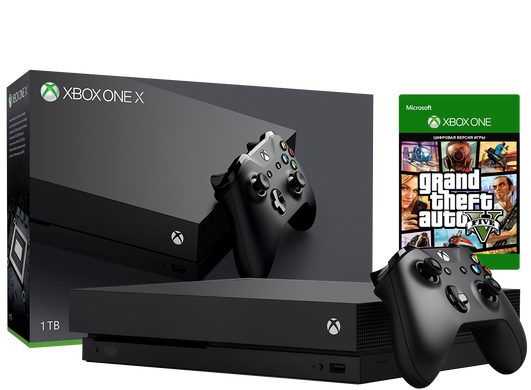 Microsoft Xbox One X 1Tb + GTA V, Черный, 1 ТБ